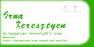 irma keresztyen business card
